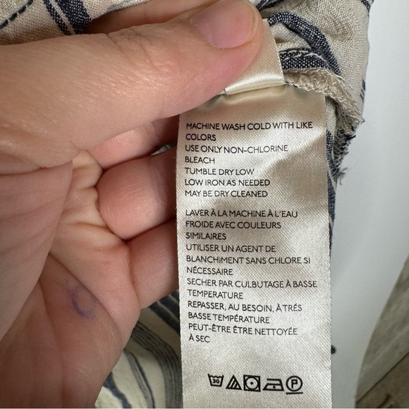 We The Free Summer Breeze Striped Linen Blend Shirt Size Small - Picture 6 of 7